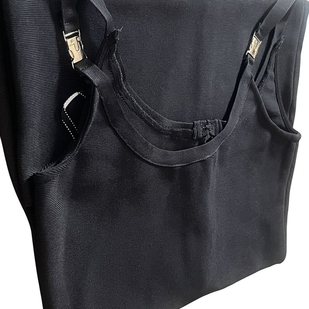 Gold Buckle Spaghetti Strap Plunging Scoop Neck Women's Bodycon Bandage Dress L - Picture 7 of 7
